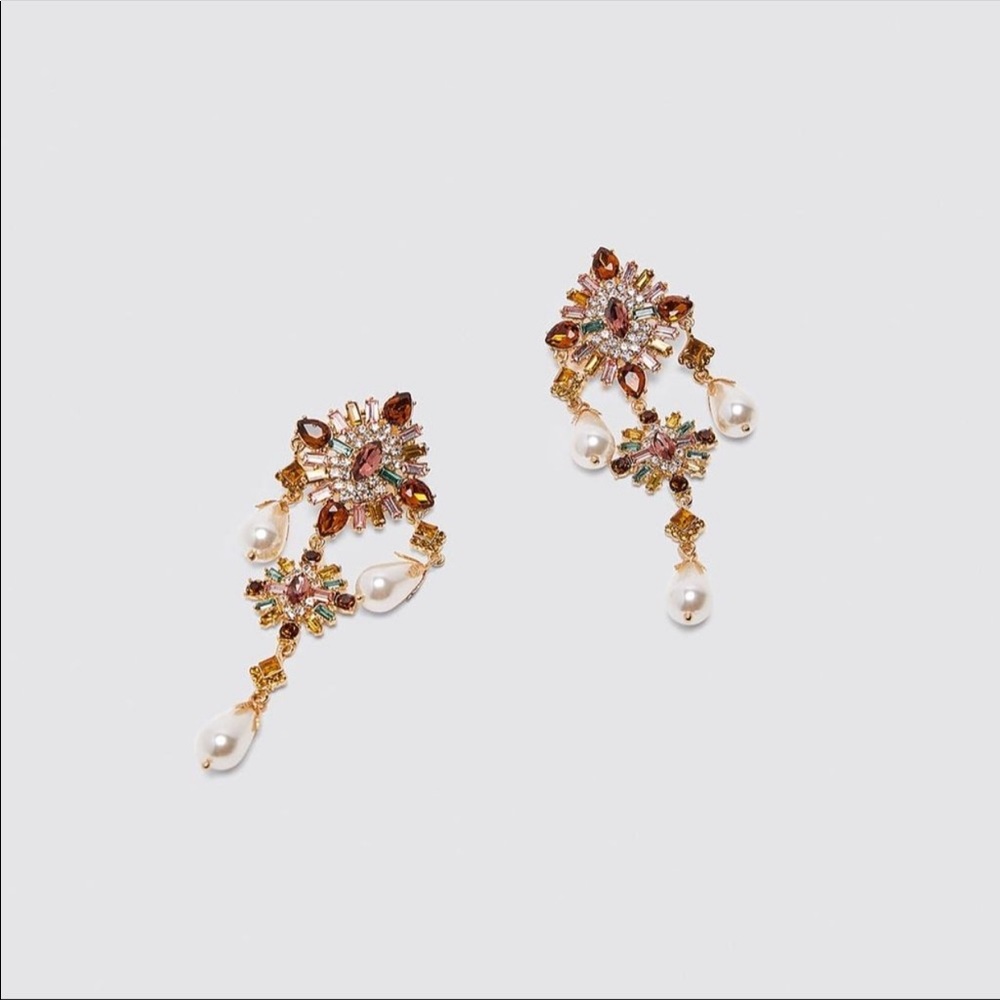 Zara rhinestone chandelier statement earrings - Picture 3 of 9